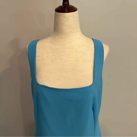Ann Taylor Blue Square Neck Sleeveless Blue Dress 10 - Picture 2 of 8